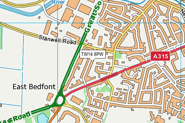 TW14 8PW map - OS VectorMap District (Ordnance Survey)