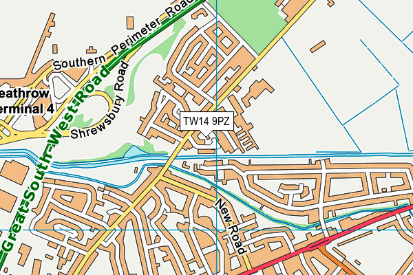TW14 9PZ map - OS VectorMap District (Ordnance Survey) TW14 9PZ map - OS VectorMap District (Ordnance Survey)