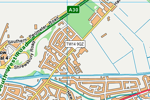 TW14 9QZ map - OS VectorMap District (Ordnance Survey) TW14 9QZ map - OS VectorMap District (Ordnance Survey)