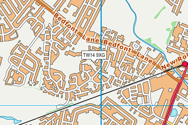 TW14 9XG map - OS VectorMap District (Ordnance Survey) TW14 9XG map - OS VectorMap District (Ordnance Survey)