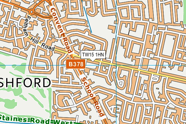 TW15 1HN map - OS VectorMap District (Ordnance Survey) TW15 1HN map - OS VectorMap District (Ordnance Survey)
