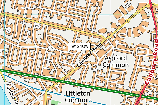 TW15 1QW map - OS VectorMap District (Ordnance Survey)