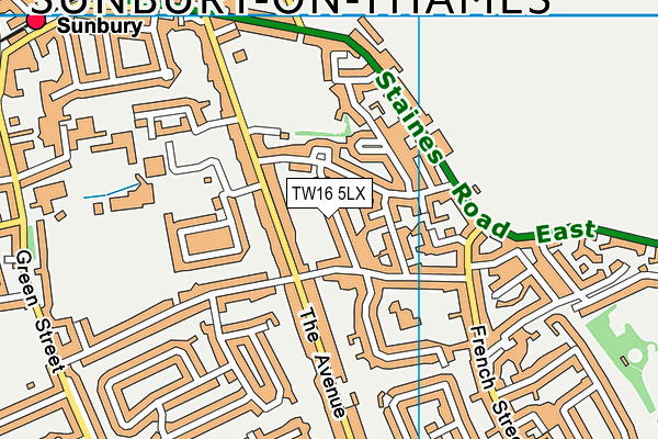 TW16 5LX map - OS VectorMap District (Ordnance Survey)