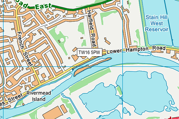 TW16 5PW map - OS VectorMap District (Ordnance Survey) TW16 5PW map - OS VectorMap District (Ordnance Survey)