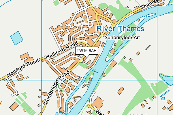 TW16 6AH map - OS VectorMap District (Ordnance Survey) TW16 6AH map - OS VectorMap District (Ordnance Survey)