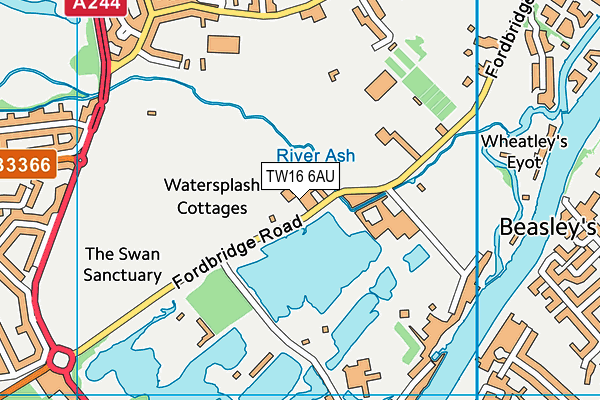 TW16 6AU map - OS VectorMap District (Ordnance Survey)