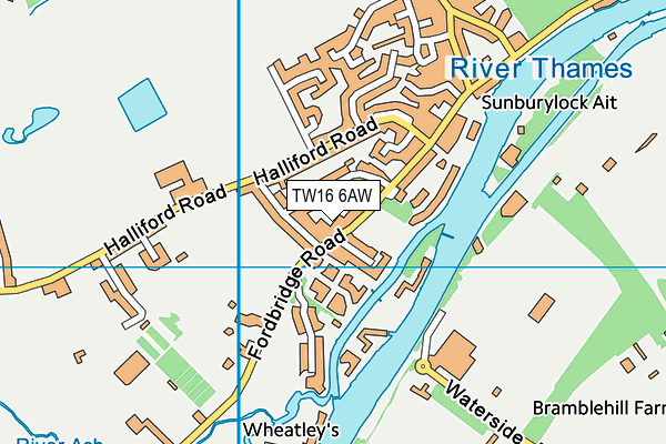 TW16 6AW map - OS VectorMap District (Ordnance Survey) TW16 6AW map - OS VectorMap District (Ordnance Survey)