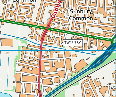 TW16 7BY map - OS VectorMap District (Ordnance Survey) TW16 7BY map - OS VectorMap District (Ordnance Survey)