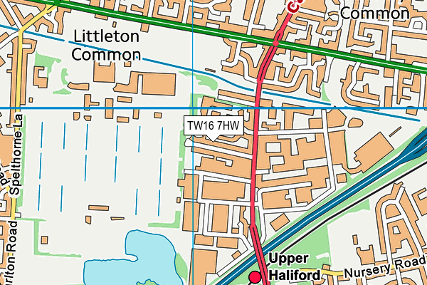 TW16 7HW map - OS VectorMap District (Ordnance Survey) TW16 7HW map - OS VectorMap District (Ordnance Survey)