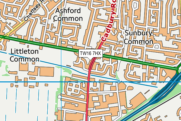 TW16 7HX map - OS VectorMap District (Ordnance Survey) TW16 7HX map - OS VectorMap District (Ordnance Survey)