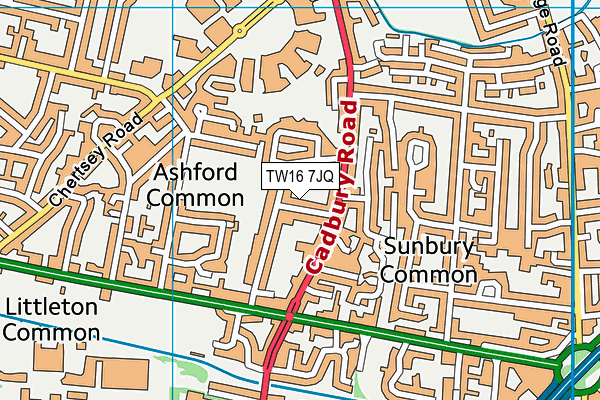TW16 7JQ map - OS VectorMap District (Ordnance Survey) TW16 7JQ map - OS VectorMap District (Ordnance Survey)
