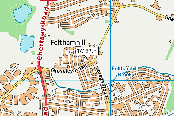 TW16 7JY map - OS VectorMap District (Ordnance Survey)