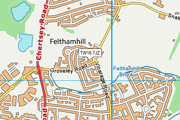 TW16 7JZ map - OS VectorMap District (Ordnance Survey)