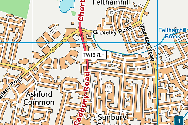 TW16 7LH map - OS VectorMap District (Ordnance Survey) TW16 7LH map - OS VectorMap District (Ordnance Survey)