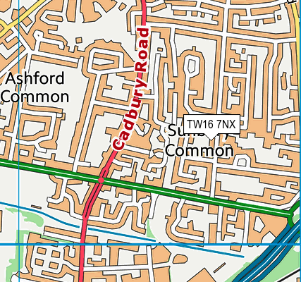 TW16 7NX map - OS VectorMap District (Ordnance Survey) TW16 7NX map - OS VectorMap District (Ordnance Survey)