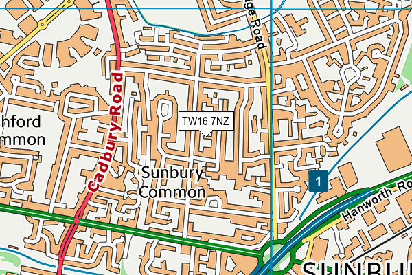 TW16 7NZ map - OS VectorMap District (Ordnance Survey) TW16 7NZ map - OS VectorMap District (Ordnance Survey)
