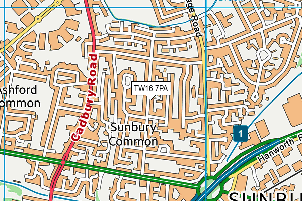 TW16 7PA map - OS VectorMap District (Ordnance Survey) TW16 7PA map - OS VectorMap District (Ordnance Survey)