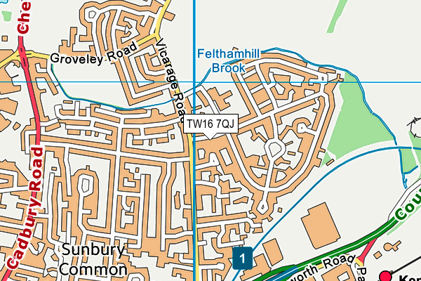 TW16 7QJ map - OS VectorMap District (Ordnance Survey) TW16 7QJ map - OS VectorMap District (Ordnance Survey)