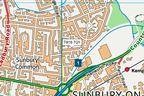 TW16 7QY map - OS VectorMap District (Ordnance Survey)