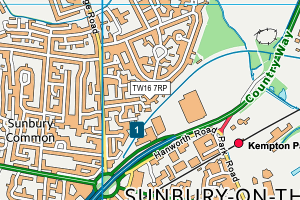 TW16 7RP map - OS VectorMap District (Ordnance Survey)
