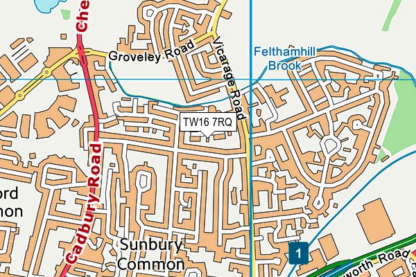 TW16 7RQ map - OS VectorMap District (Ordnance Survey) TW16 7RQ map - OS VectorMap District (Ordnance Survey)