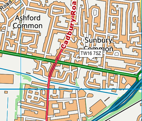TW16 7SZ map - OS VectorMap District (Ordnance Survey)