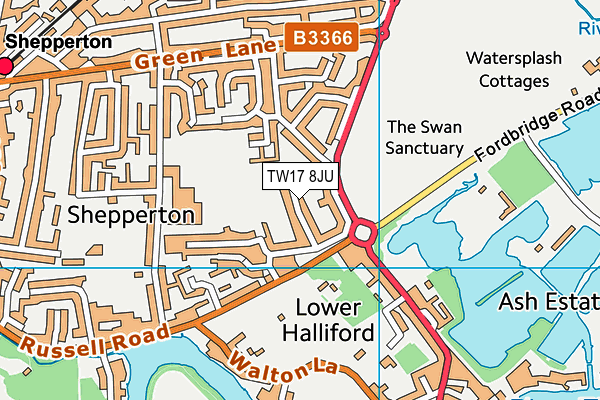 TW17 8JU map - OS VectorMap District (Ordnance Survey) TW17 8JU map - OS VectorMap District (Ordnance Survey)