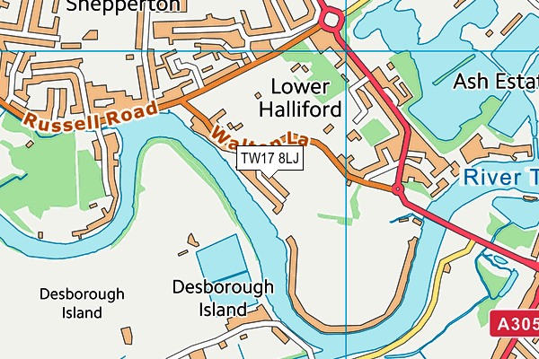 TW17 8LJ map - OS VectorMap District (Ordnance Survey)