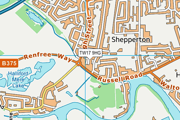 TW17 9HG map - OS VectorMap District (Ordnance Survey)