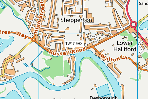 TW17 9HX map - OS VectorMap District (Ordnance Survey)
