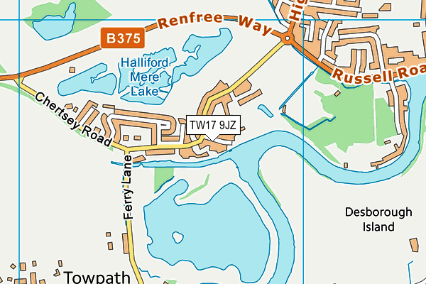 TW17 9JZ map - OS VectorMap District (Ordnance Survey) TW17 9JZ map - OS VectorMap District (Ordnance Survey)