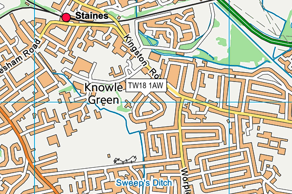 TW18 1AW map - OS VectorMap District (Ordnance Survey) TW18 1AW map - OS VectorMap District (Ordnance Survey)