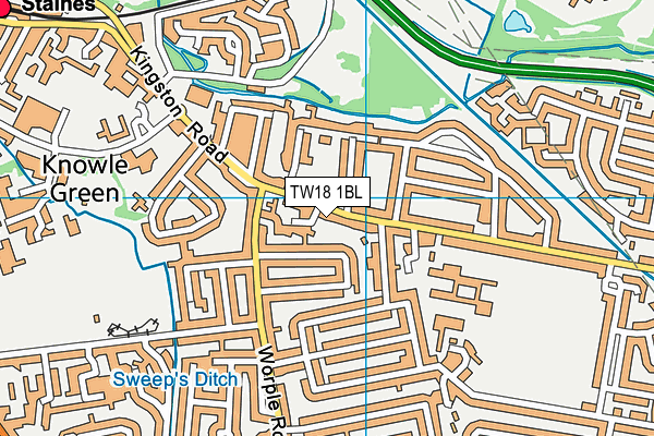 TW18 1BL map - OS VectorMap District (Ordnance Survey) TW18 1BL map - OS VectorMap District (Ordnance Survey)
