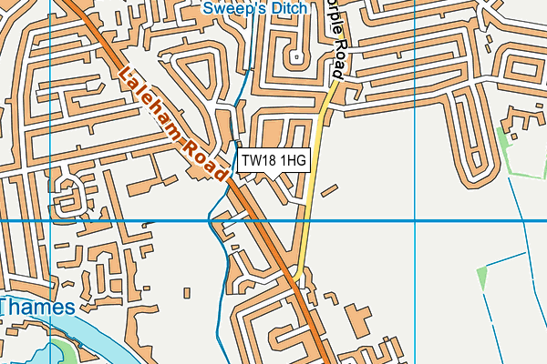 TW18 1HG map - OS VectorMap District (Ordnance Survey) TW18 1HG map - OS VectorMap District (Ordnance Survey)