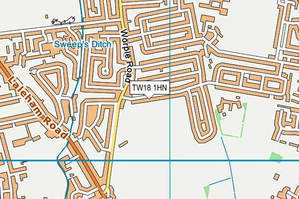TW18 1HN map - OS VectorMap District (Ordnance Survey) TW18 1HN map - OS VectorMap District (Ordnance Survey)
