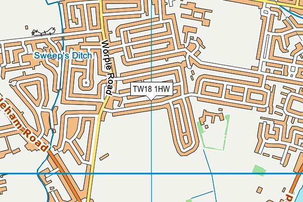 TW18 1HW map - OS VectorMap District (Ordnance Survey) TW18 1HW map - OS VectorMap District (Ordnance Survey)