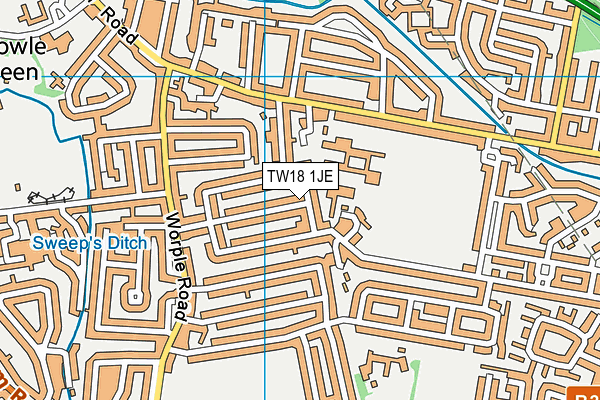TW18 1JE map - OS VectorMap District (Ordnance Survey) TW18 1JE map - OS VectorMap District (Ordnance Survey)