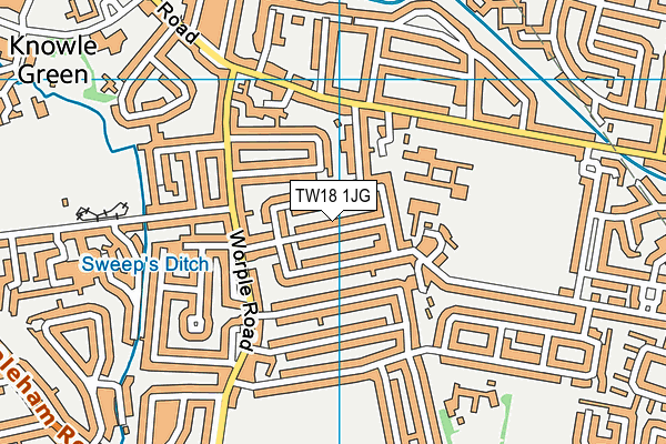 TW18 1JG map - OS VectorMap District (Ordnance Survey) TW18 1JG map - OS VectorMap District (Ordnance Survey)