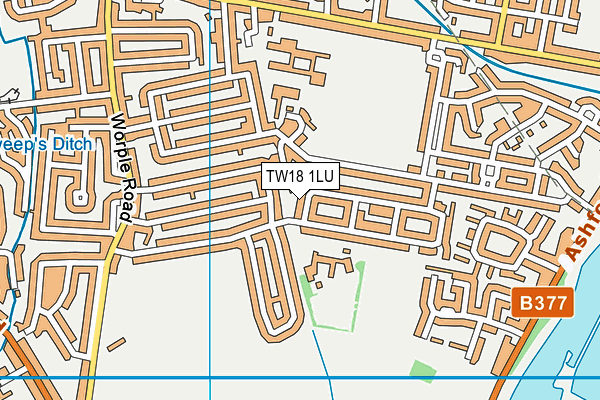 TW18 1LU map - OS VectorMap District (Ordnance Survey) TW18 1LU map - OS VectorMap District (Ordnance Survey)