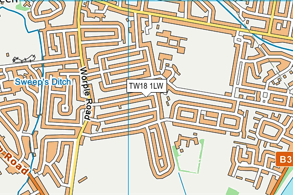 TW18 1LW map - OS VectorMap District (Ordnance Survey) TW18 1LW map - OS VectorMap District (Ordnance Survey)