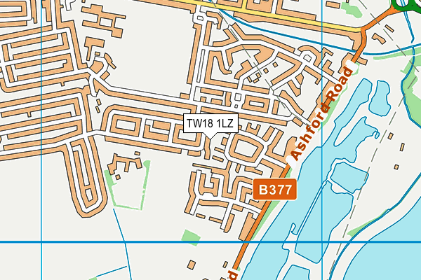 TW18 1LZ map - OS VectorMap District (Ordnance Survey) TW18 1LZ map - OS VectorMap District (Ordnance Survey)