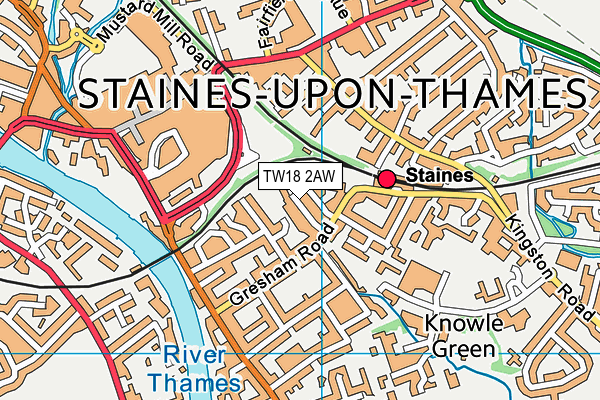 TW18 2AW map - OS VectorMap District (Ordnance Survey) TW18 2AW map - OS VectorMap District (Ordnance Survey)