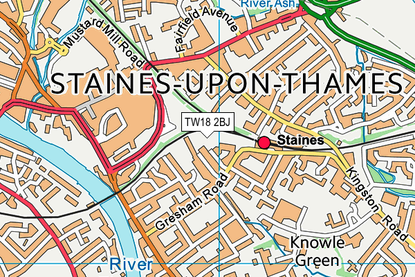 TW18 2BJ map - OS VectorMap District (Ordnance Survey) TW18 2BJ map - OS VectorMap District (Ordnance Survey)