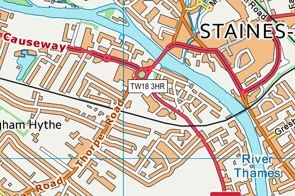 TW18 3HR map - OS VectorMap District (Ordnance Survey) TW18 3HR map - OS VectorMap District (Ordnance Survey)
