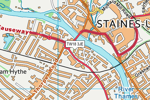TW18 3JE map - OS VectorMap District (Ordnance Survey) TW18 3JE map - OS VectorMap District (Ordnance Survey)