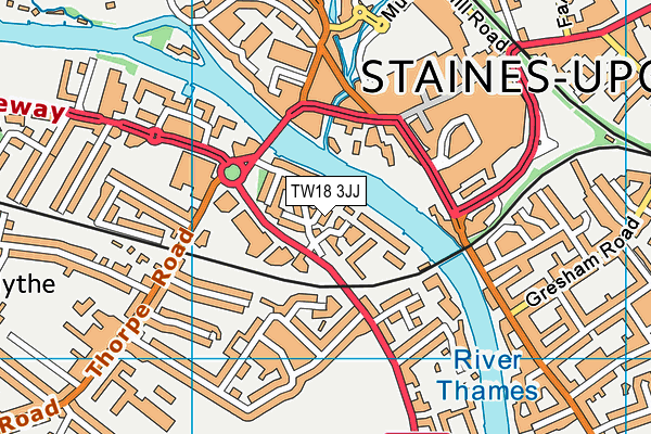 TW18 3JJ map - OS VectorMap District (Ordnance Survey) TW18 3JJ map - OS VectorMap District (Ordnance Survey)