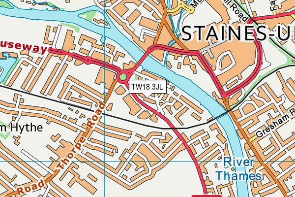 TW18 3JL map - OS VectorMap District (Ordnance Survey) TW18 3JL map - OS VectorMap District (Ordnance Survey)