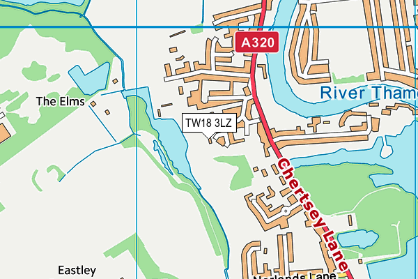 TW18 3LZ map - OS VectorMap District (Ordnance Survey) TW18 3LZ map - OS VectorMap District (Ordnance Survey)