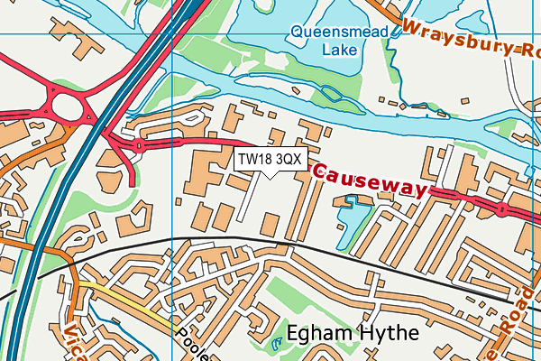TW18 3QX map - OS VectorMap District (Ordnance Survey) TW18 3QX map - OS VectorMap District (Ordnance Survey)