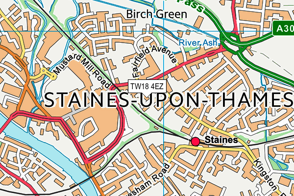 TW18 4EZ map - OS VectorMap District (Ordnance Survey) TW18 4EZ map - OS VectorMap District (Ordnance Survey)